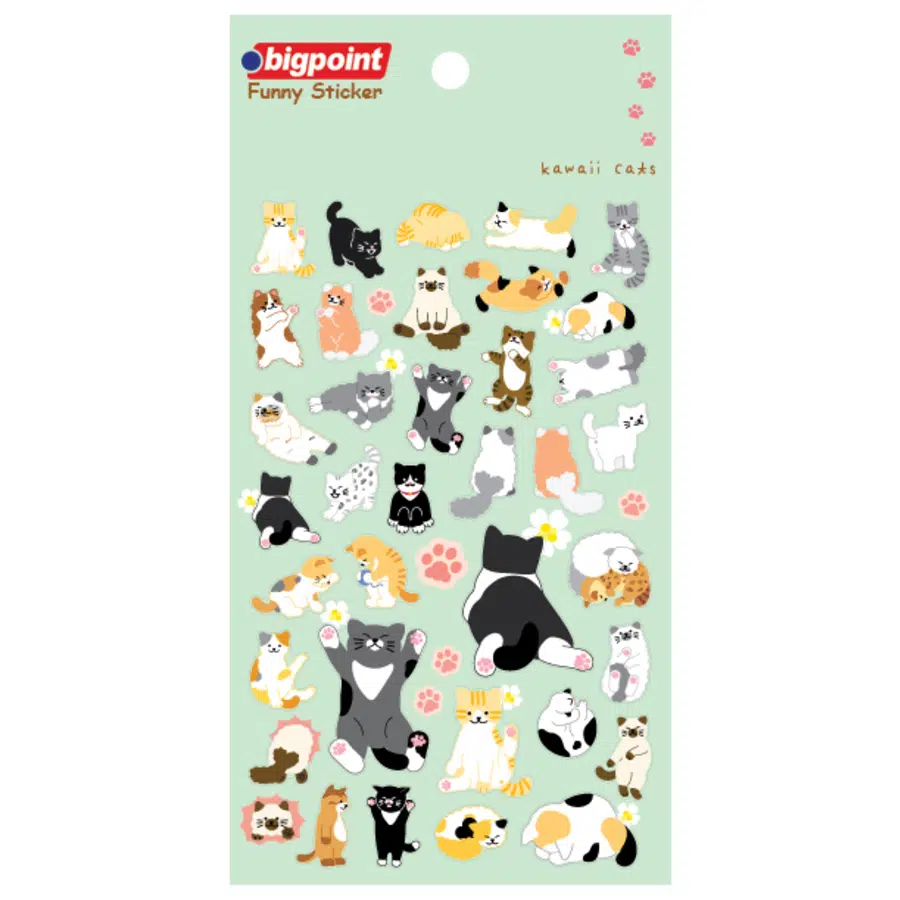 Bigpoint Sticker Kawaii Kedileri x 15 Adet