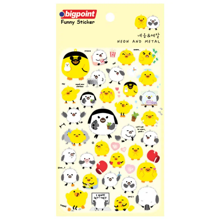 Bigpoint Sticker Neon ve Metal Civcivler x 15 Adet