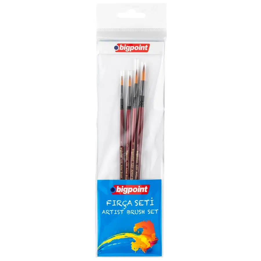 Bigpoint 123 Serisi Sentetik Kıl Yuvarlak Fırça Seti 4'lü Blister x 6 Blister