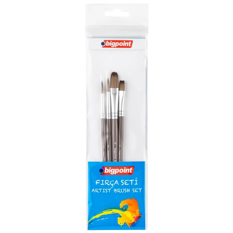 Bigpoint 984 Serisi Sentetik Kıl Karışık Uçlu Fırça Seti 4'lü Blister x 6 Blister