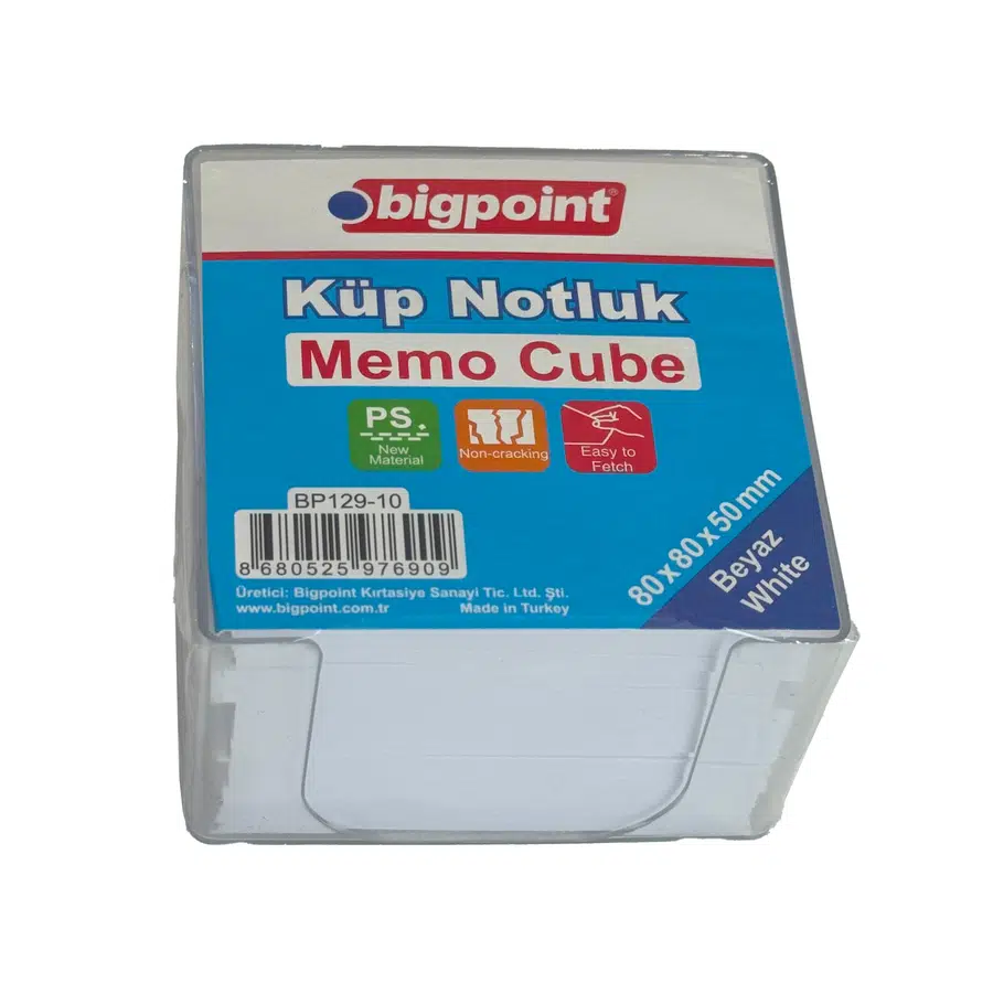 Bigpoint Akrilik Küp Notluk Beyaz 8x8cm - 6 Adet