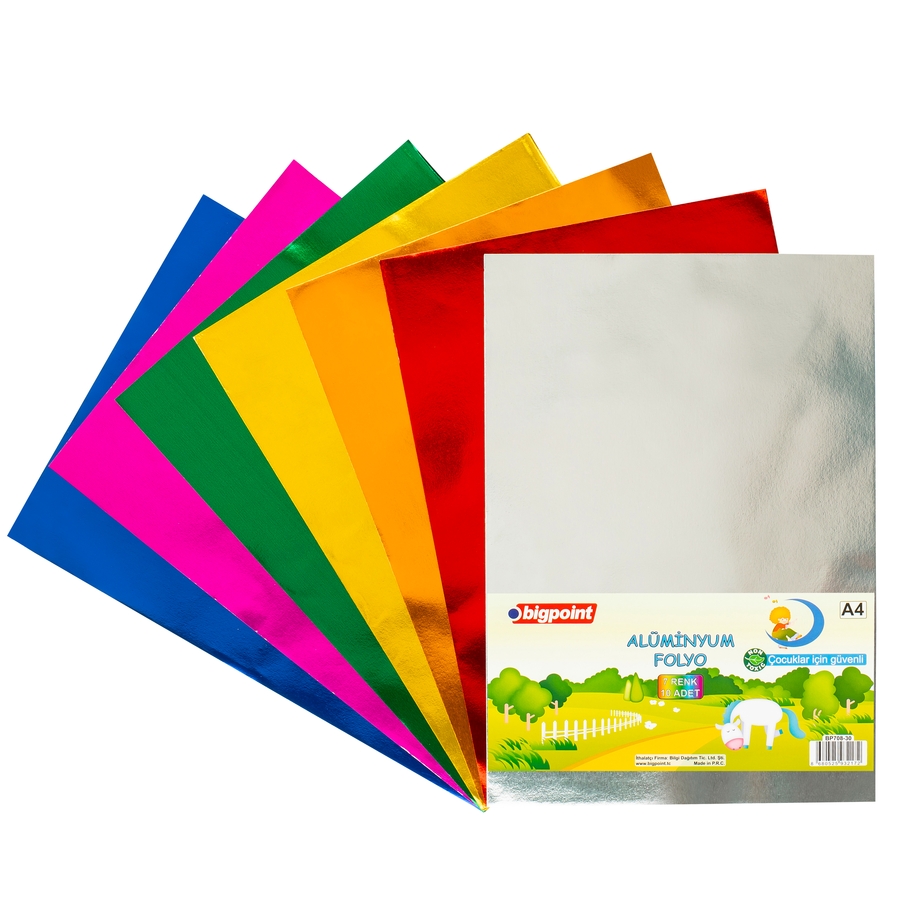 Bigpoint Alüminyum Folyo A4 Karışık 10 Renk - 85 Gram 60'lı Paket