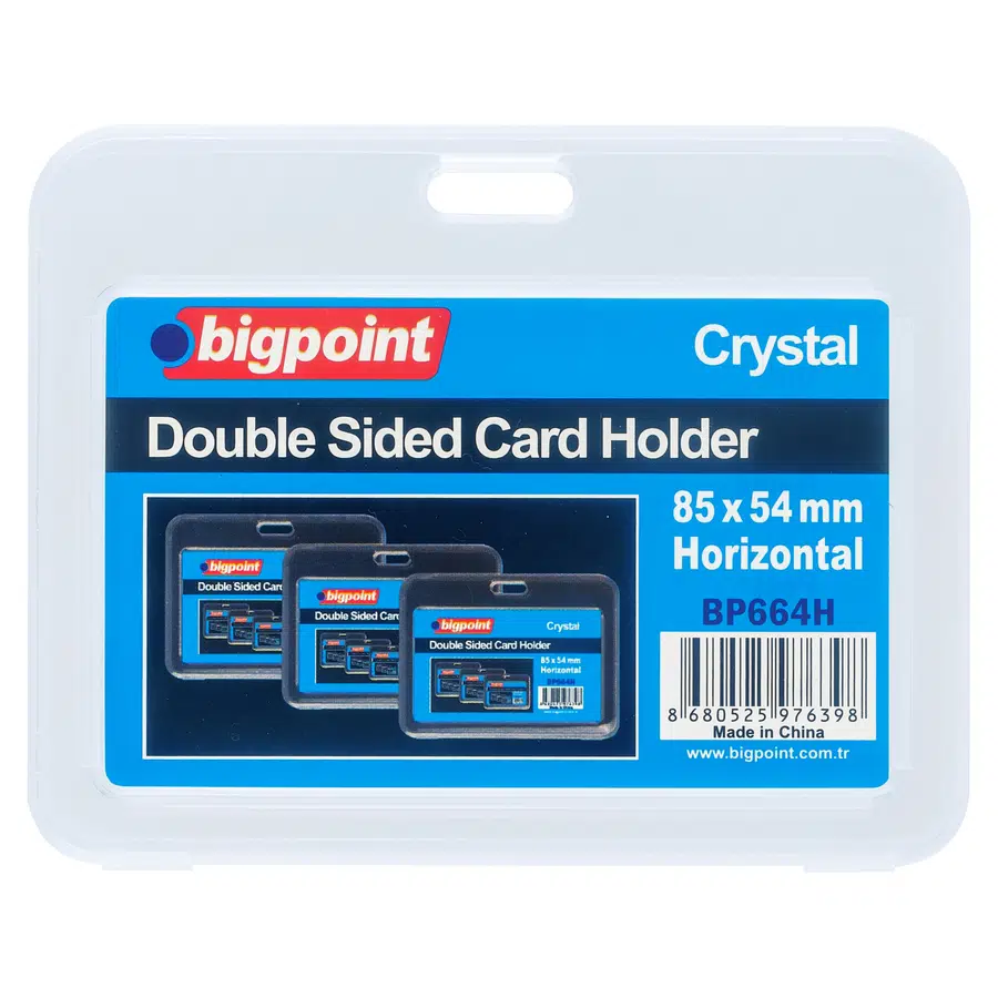 Bigpoint Çift Taraflı Kart Kabı Kristal Yatay Şeffaf 85x54mm x 10 Adet