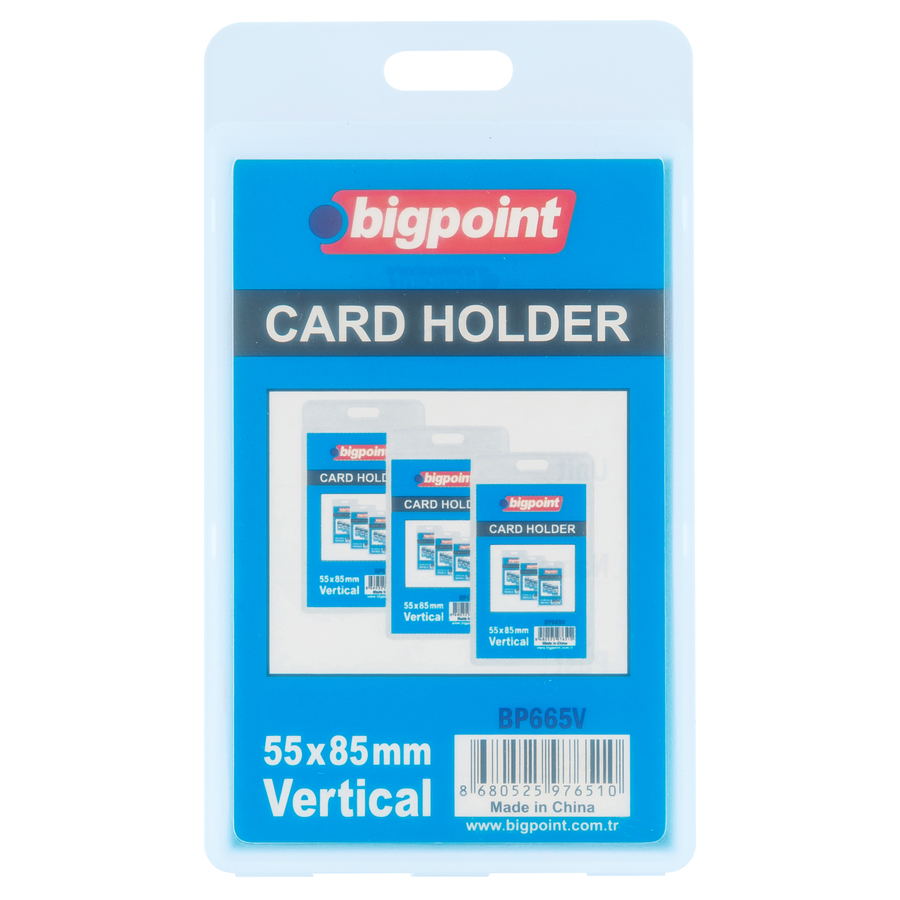Bigpoint Çift Taraflı PP Kart Kabı Dikey Şeffaf 55x85mm 10'lu Poşet