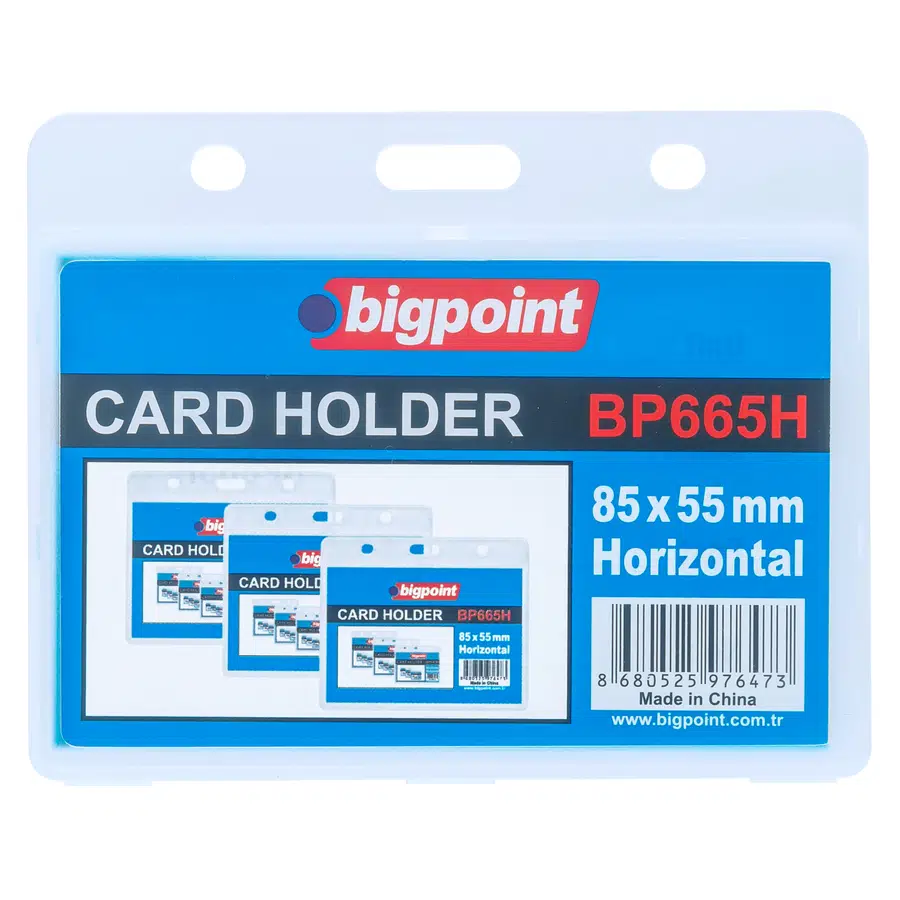 Bigpoint Çift Taraflı PP Kart Kabı Yatay Şeffaf 85x55mm x 10 Adet