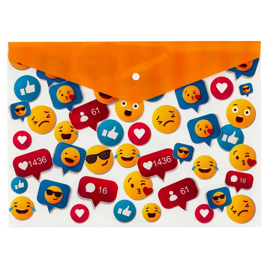 Bigpoint Çıtçıtlı Dosya A4 Emoji Desenli x 12 Adet
