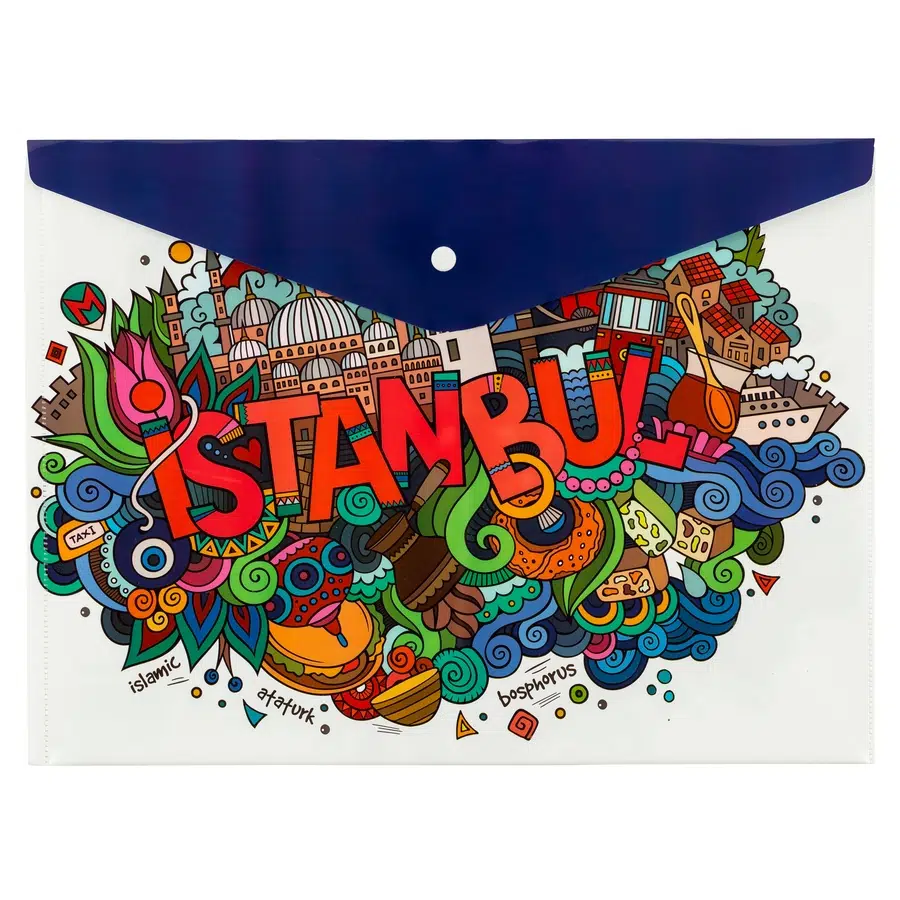 Bigpoint Çıtçıtlı Dosya A4 İstanbul Desenli x 12 Adet