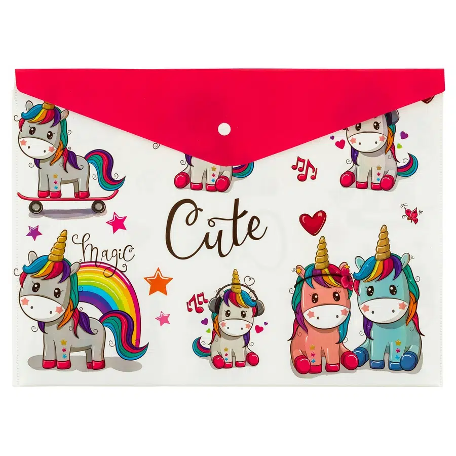 Bigpoint Çıtçıtlı Dosya A4 Unicorn Desenli x 12 Adet