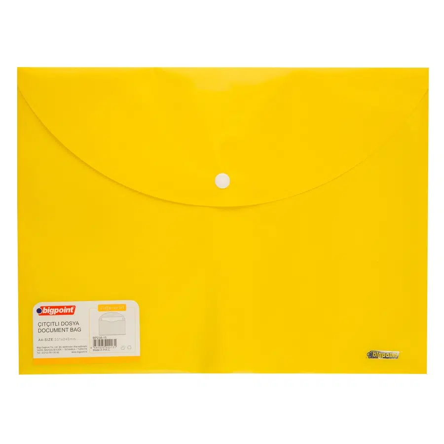 Bigpoint Çıtçıtlı Dosya Lolly A4 Sarı 12'li Poşet