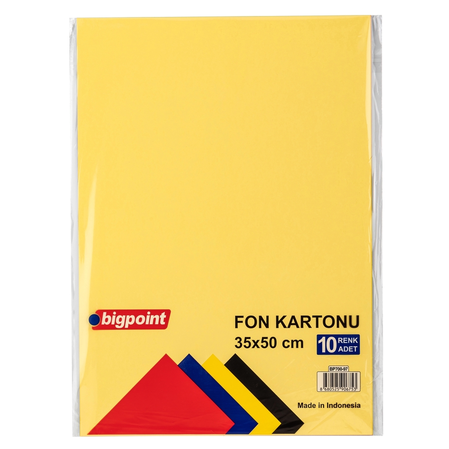 Bigpoint Fon Kartonu 35x50cm 160 Gram Karışık 10 Renk 10'lu Paket
