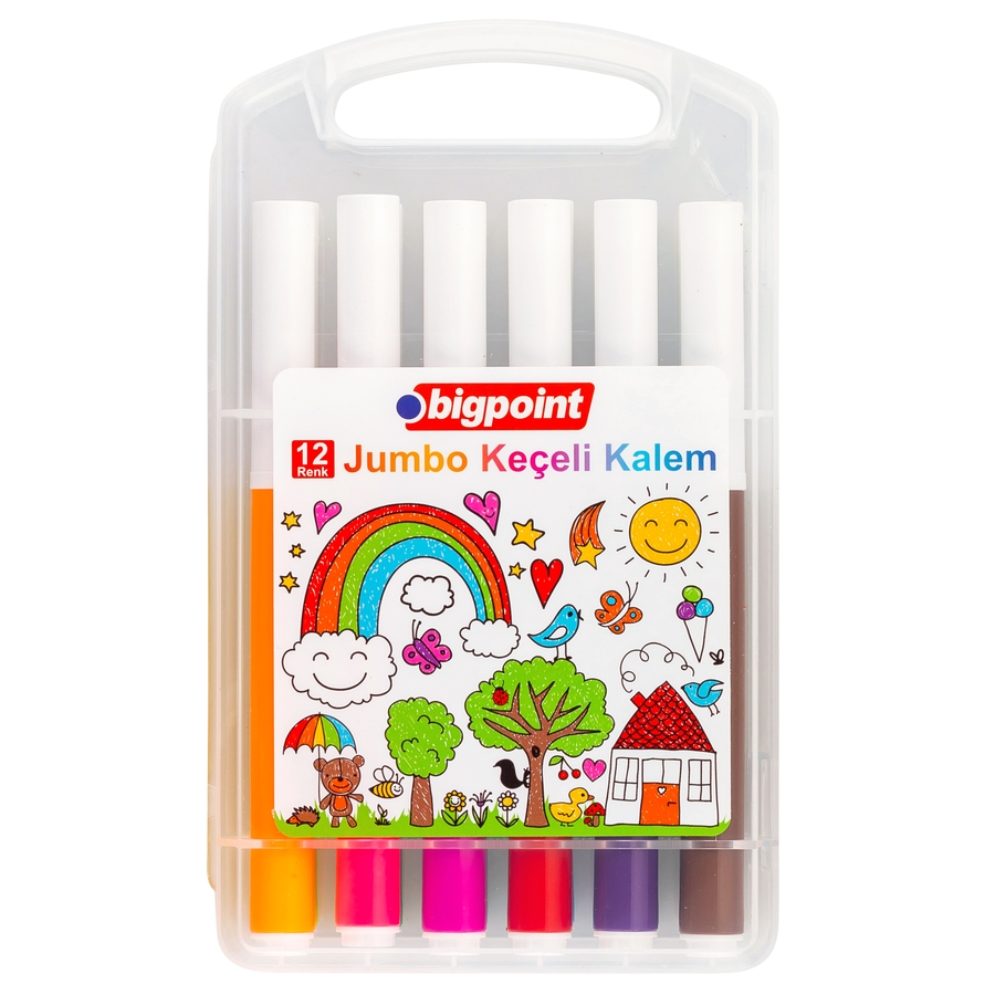 Bigpoint Jumbo Keçeli Kalem 12'li Set (Plastik Kutulu) 6'lı Paket