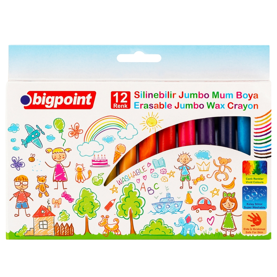 Bigpoint Jumbo Mum Boya(Silinebilir) 12 Renk 6'lı Paket