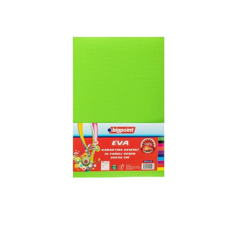 Bigpoint Kabartma Desenli Eva 20x30cm Karışık 10 Renk X 6 Adet