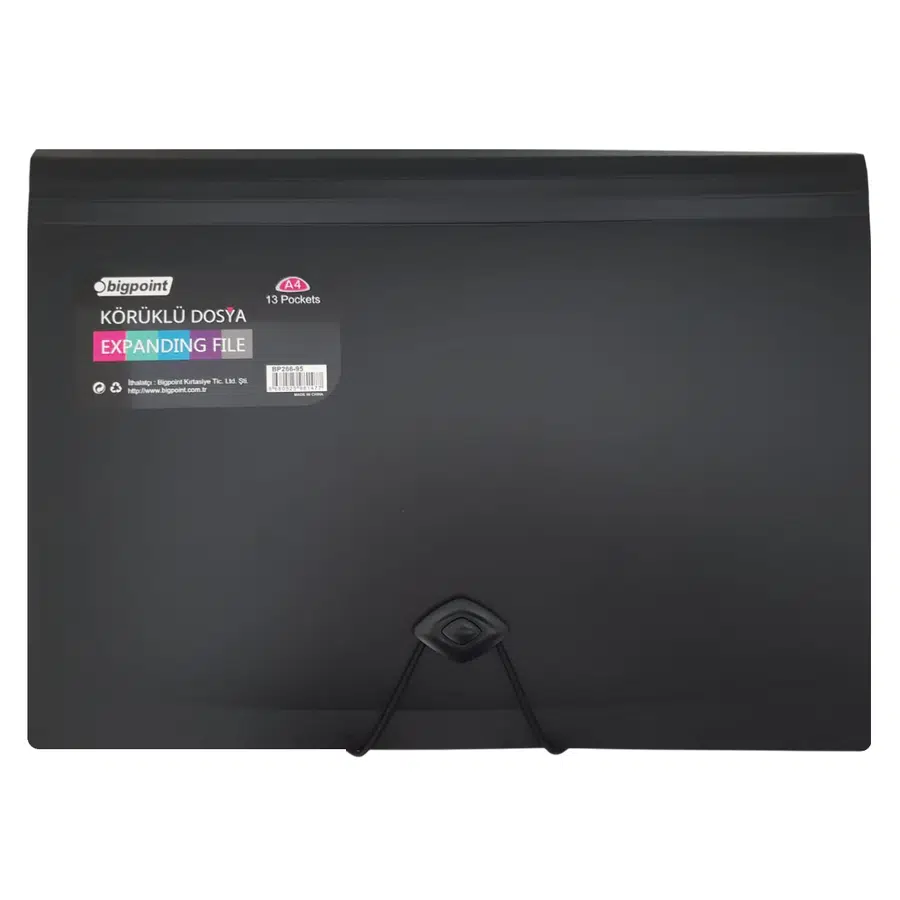 Bigpoint Körüklü Dosya 13 Cepli Lastikli A4 Siyah