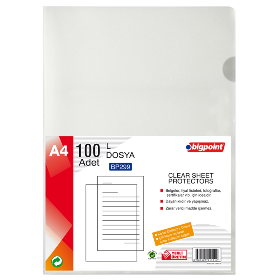 Bigpoint L Dosya Standart 90 Mikron 200 Adet