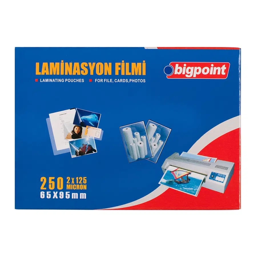 Bigpoint Laminasyon Filmi 65x95mm 125 Mikron 100'lü Kutu x 2 Kutu