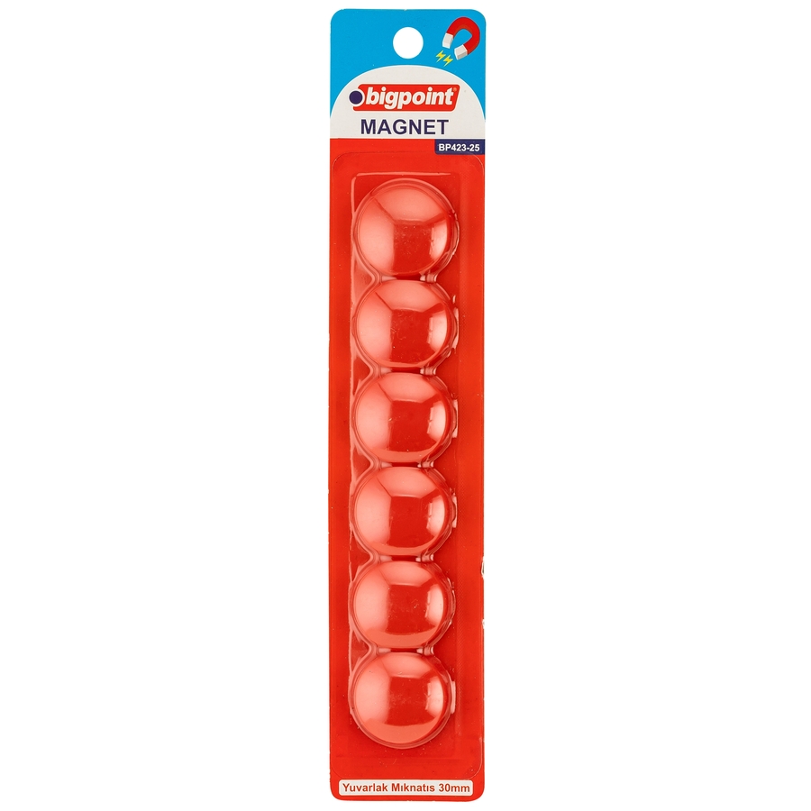 Bigpoint Magnet 30mm (Mıknatıs) Kırmızı 6'lı Blister 12'li Kutu