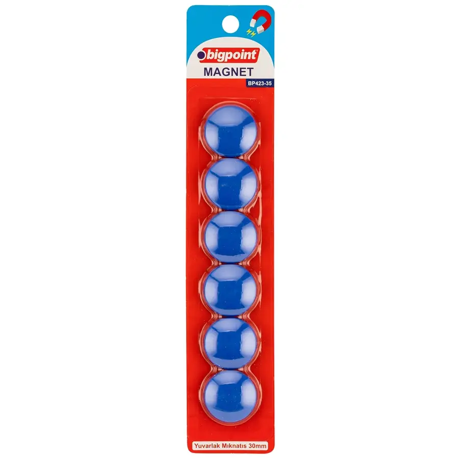 Bigpoint Magnet 30mm (Mıknatıs) Mavi 6'lı Blister x 12 Adet