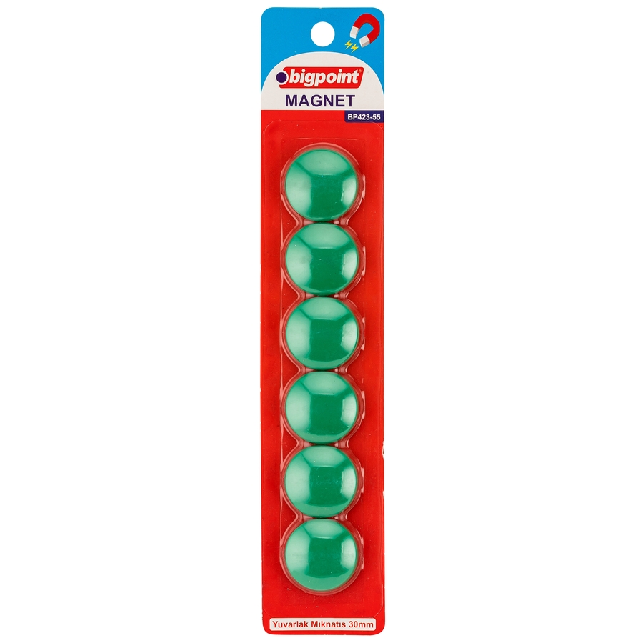 Bigpoint Magnet 30mm (Mıknatıs) Yeşil 6'lı Blister 12'li Kutu