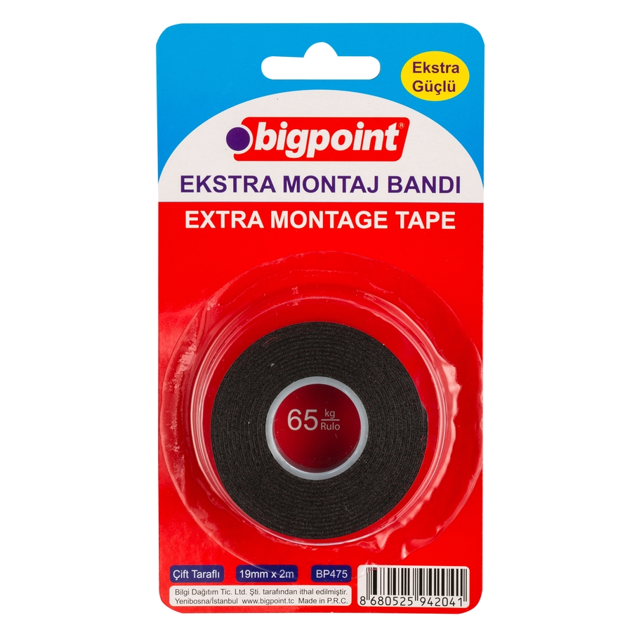 Bigpoint Montaj Bandı Ekstra Güçlü Çift Taraflı (İç ve Dış Mekan) 20'li Kutu