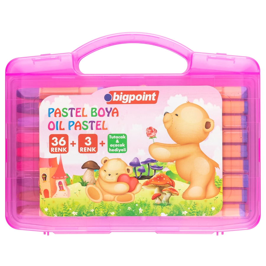 Bigpoint Pastel Boya 36+3 Renk - Pembe Çantalı 3'lü Paket