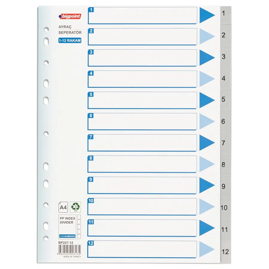 Bigpoint PP Seperatör 1-12 Rakamlı x 25 Adet