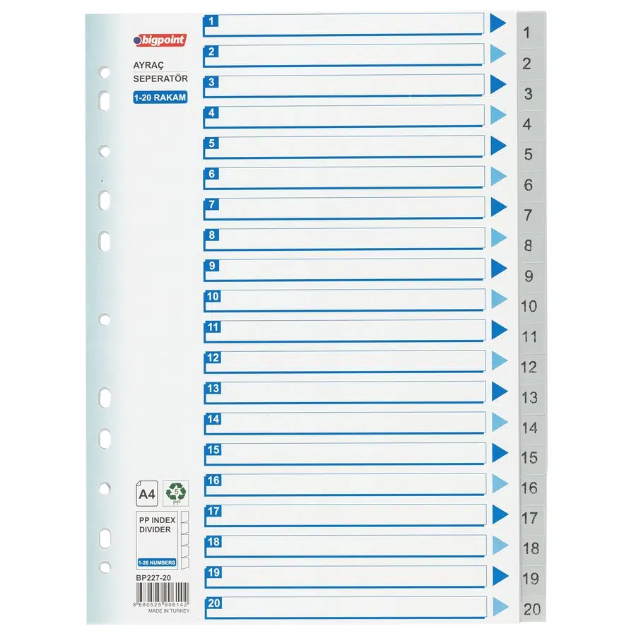 Bigpoint PP Seperatör 1-20 Rakamlı x 15 Adet