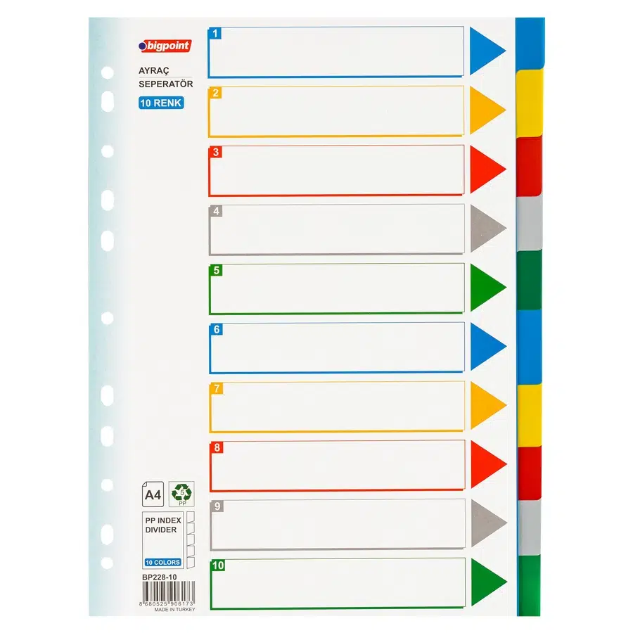 Bigpoint PP Seperatör 10 Renkli x 30 Adet