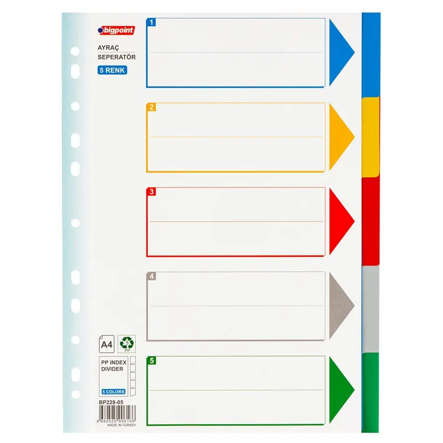 Bigpoint PP Seperatör 5 Renkli x 50 Adet