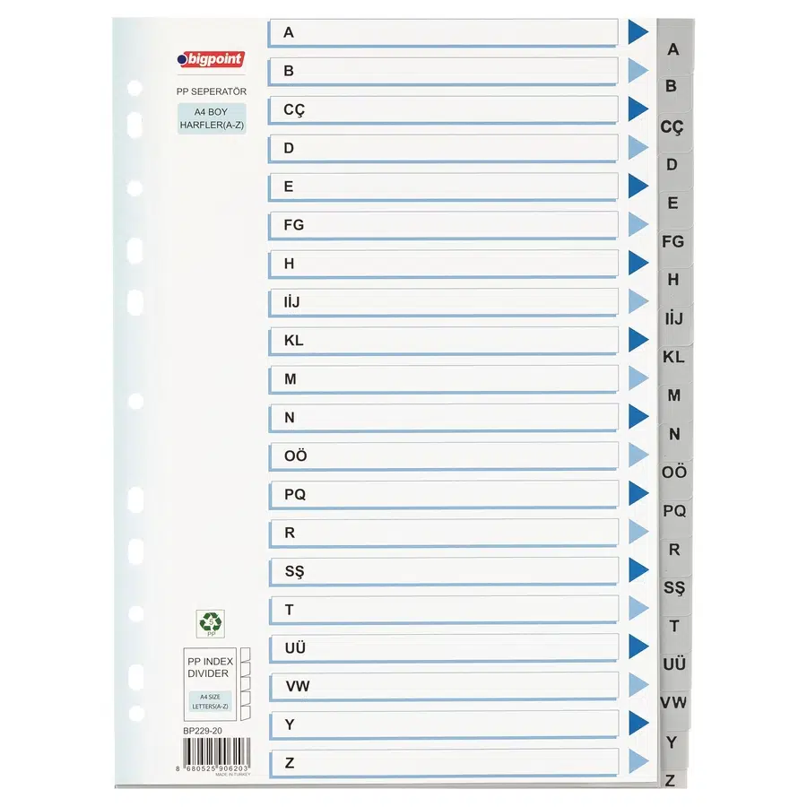Bigpoint PP Seperatör Harfler A-Z x 15 Adet