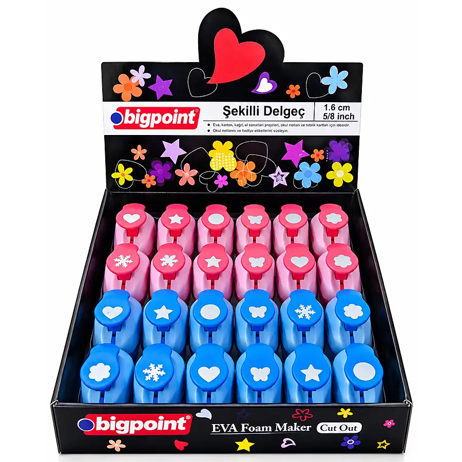 Bigpoint Şekilli Delgeç 1.6cm 6 Model x 24 Adet