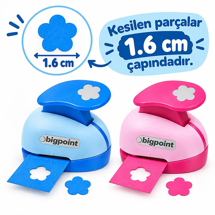 Bigpoint Şekilli Delgeç 1.6cm Çiçek x 24 Adet
