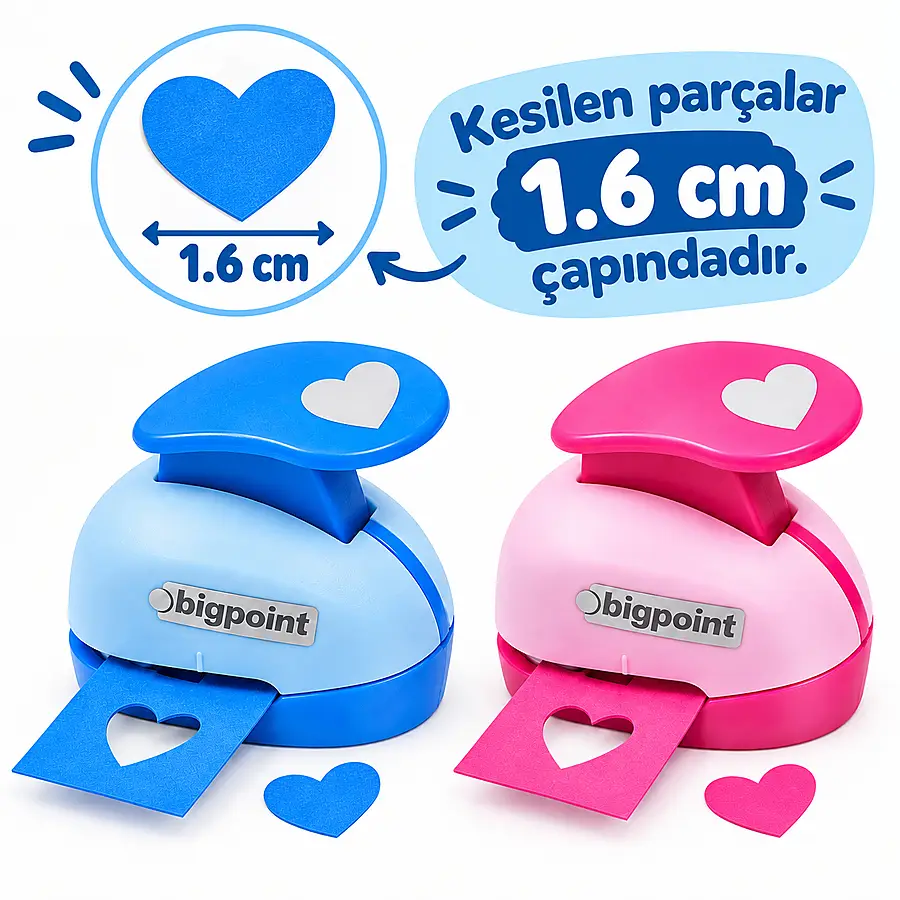 Bigpoint Şekilli Delgeç 1.6cm Kalp x 24 Adet