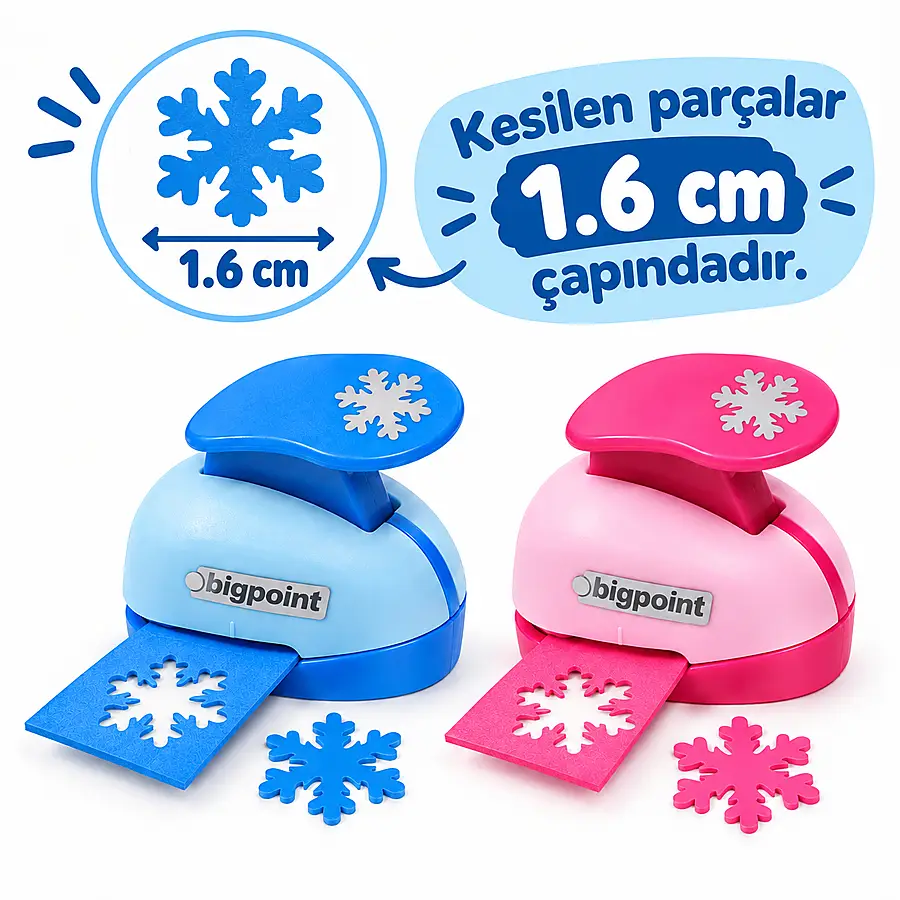 Bigpoint Şekilli Delgeç 1.6cm Kar Tanesi x 24 Adet