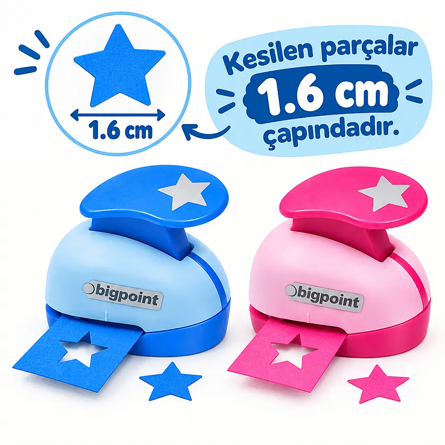 Bigpoint Şekilli Delgeç 1.6cm Yıldız x 24 Adet