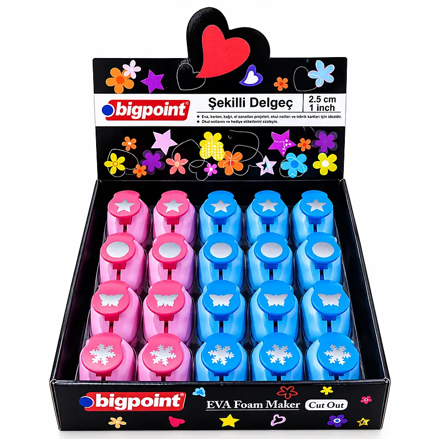 Bigpoint Şekilli Delgeç 2.5cm 6 Model x 12 Adet