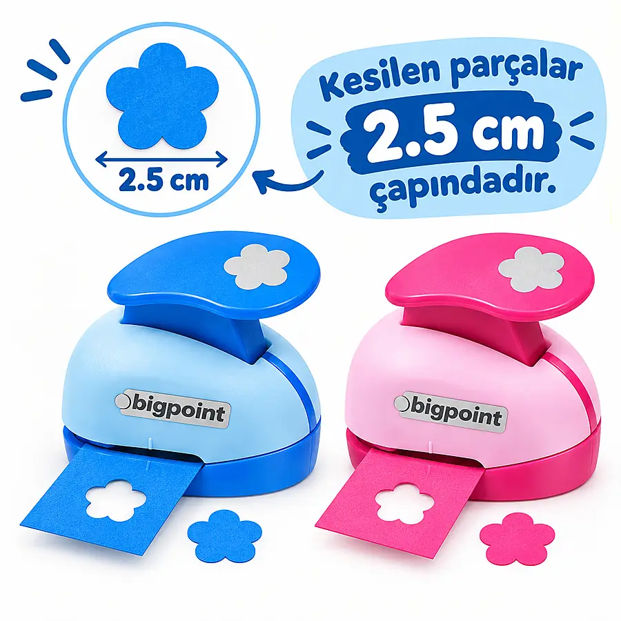 Bigpoint Şekilli Delgeç 2.5cm Çiçek x 12 Adet