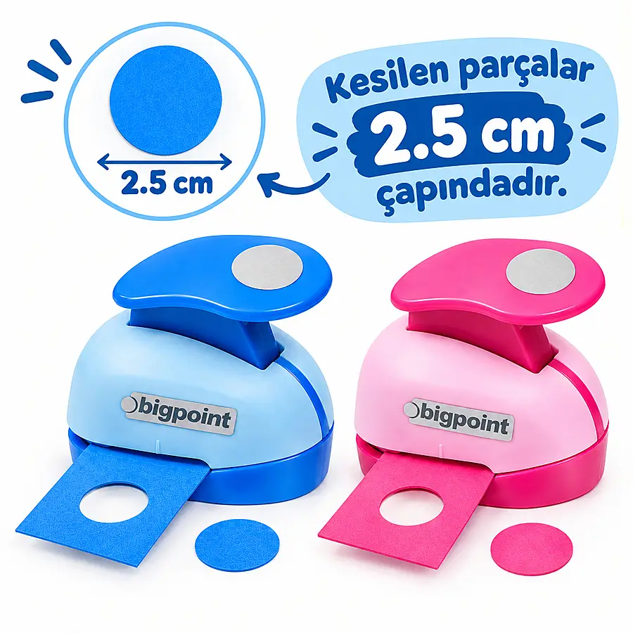 Bigpoint Şekilli Delgeç 2.5cm Yuvarlak x 12 Adet