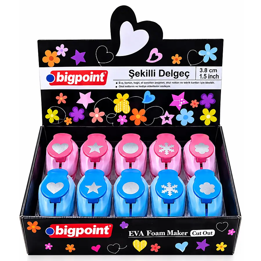 Bigpoint Şekilli Delgeç 3.8cm 5 Model x 10 Adet