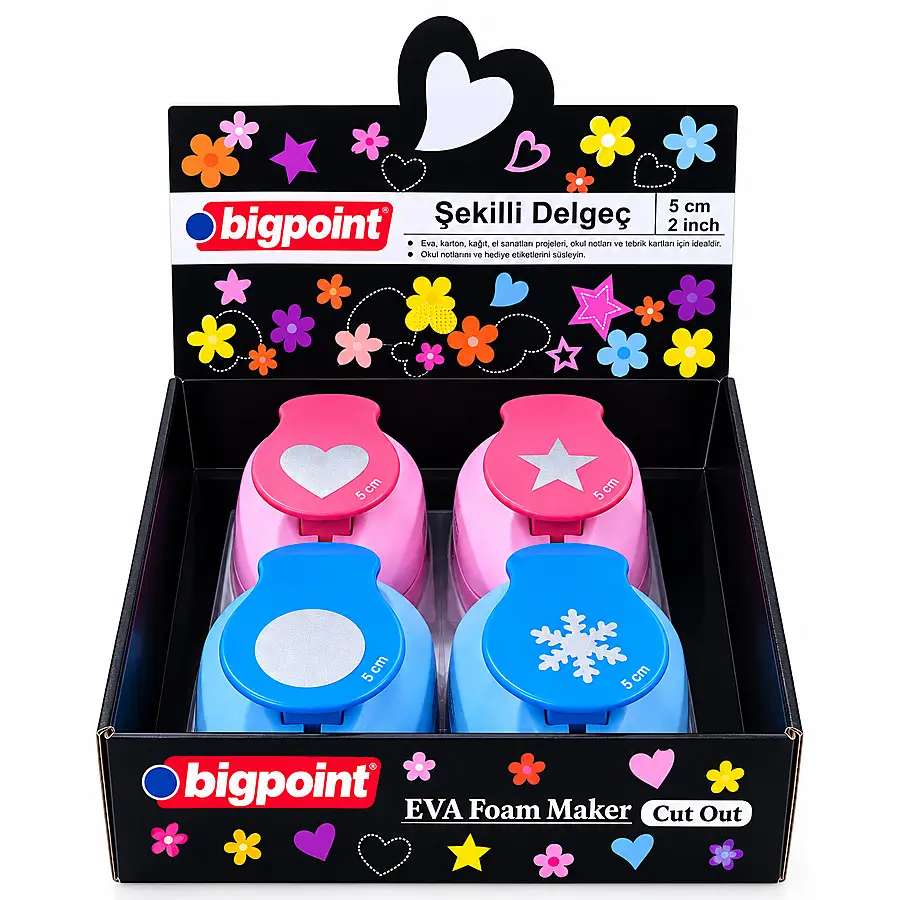 Bigpoint Şekilli Delgeç 5cm 4 Model x 4 Adet