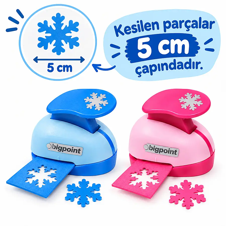 Bigpoint Şekilli Delgeç 5cm Kar Tanesi x 4 Adet