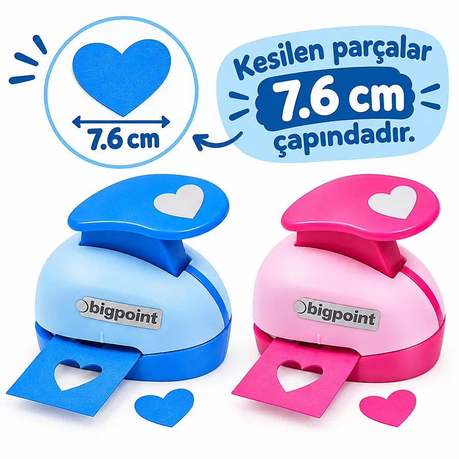 Bigpoint Şekilli Delgeç 7.6cm Kalp x 2 Adet