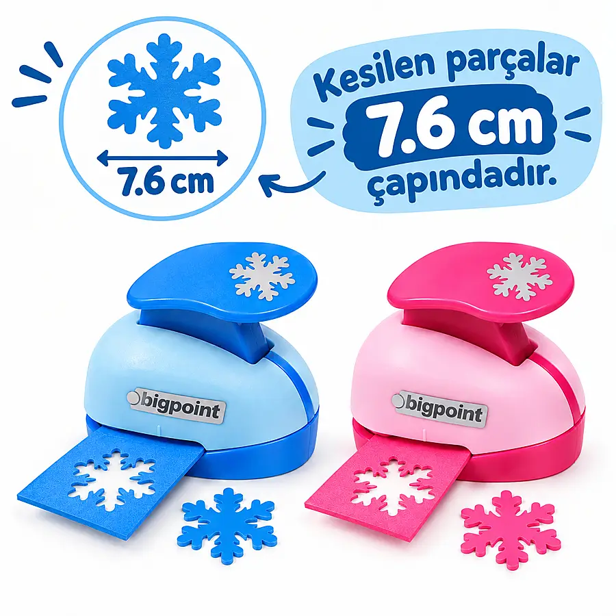 Bigpoint Şekilli Delgeç 7.6cm Kar Tanesi x 2 Adet
