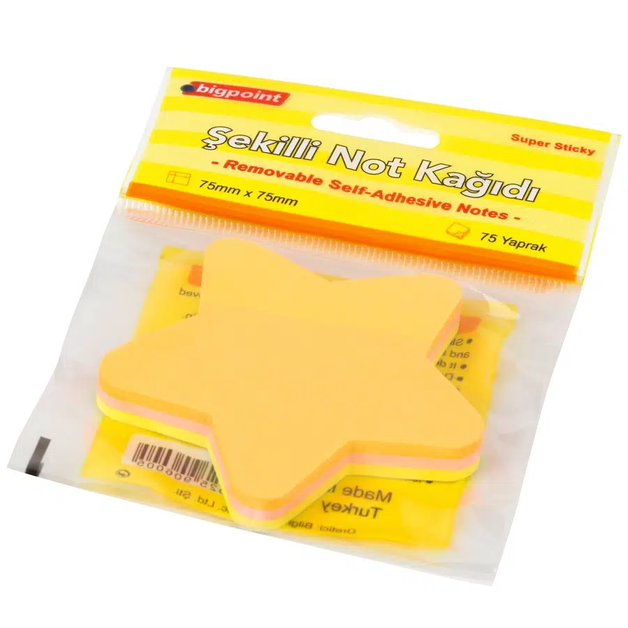 Bigpoint Şekilli Not Kağıdı Yıldız 75 Yaprak x 12 Adet