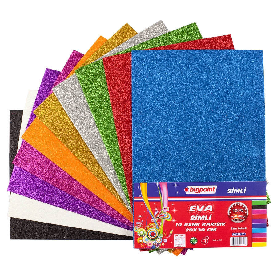 Bigpoint Simli Eva 20x30cm Karışık 10 Renk 6'lı Paket