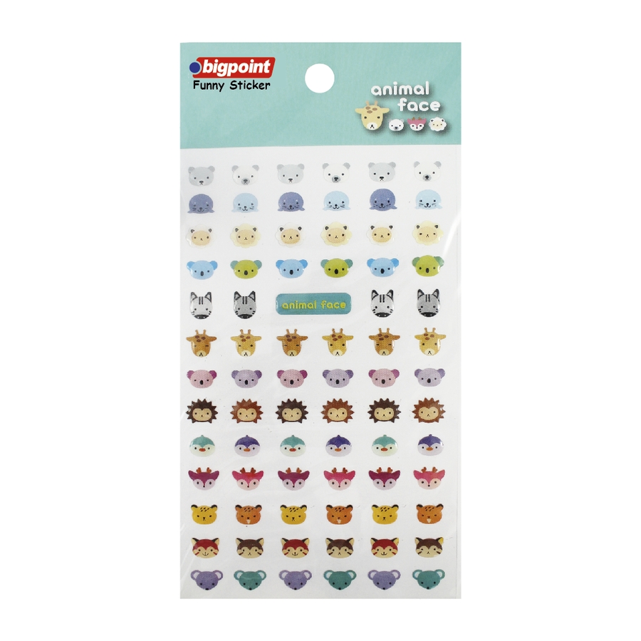 Bigpoint Sticker Hayvan Yüzleri 15'li Paket