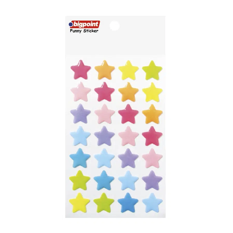 Bigpoint Sticker Pastel Renkli Yıldızlar Büyük Boy x 15 Adet