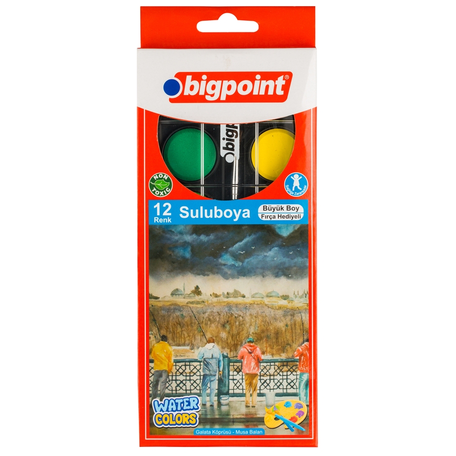 Bigpoint Suluboya 12 Renk - Büyük Boy 12'li Paket