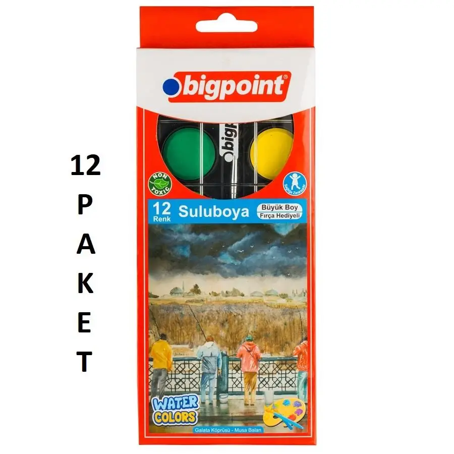 Bigpoint Suluboya 12 Renk - Büyük Boy x 12 Paket