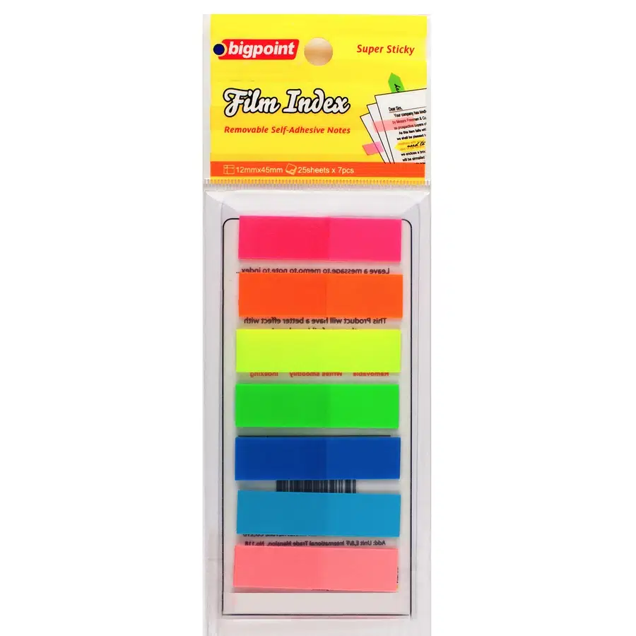Bigpoint Yapışkanlı Film Index 7 Renk x 20 Adet